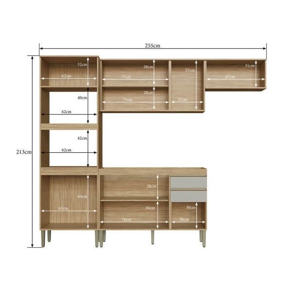 Cozinha Completa 4 Peças em MDF Mel e Off White Lilies - 4