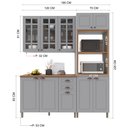 Ver imagem 3 de Cozinha Modulada 3 Peças 1 Torre Quente 1 Balcão com Tampo 1 Aéreo 100% MDF com Vidro Bari Cinza/Titanio Fosco