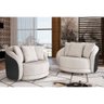 Poltrona Decorativa 122cm Mercy Courino Preto | Linho Off White com Bege - Sallar Home - 2