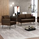 Ver mais imagens de Kit 01 Namoradeira e 01 Poltrona Suede Marrom