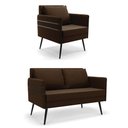Ver imagem 1 de Kit 01 Namoradeira e 01 Poltrona Suede Marrom