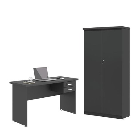 Jogo de Escritório com Mesa 120 Moema Preto Onix
