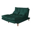 Ver imagem 3 de Sofá Cama Vancouver 3 Lugares Império Reclinável Casal Pés Madeira Suede Verde 403