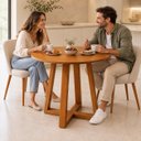 Ver imagem 2 de Mesa de Jantar Redonda Freijó c/ Base em Madeira Maciça 60cm