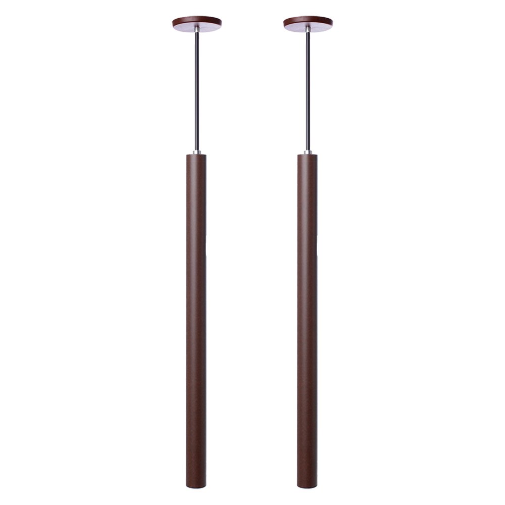 Kit 2 Pendente Luminária Tubo Marrom 50Cm Canopla 6cm - 1