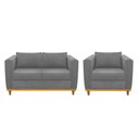 Ver imagem 1 de Kit Sofá 2 Lugares e Poltrona Europa Suede Cinza AM Decor