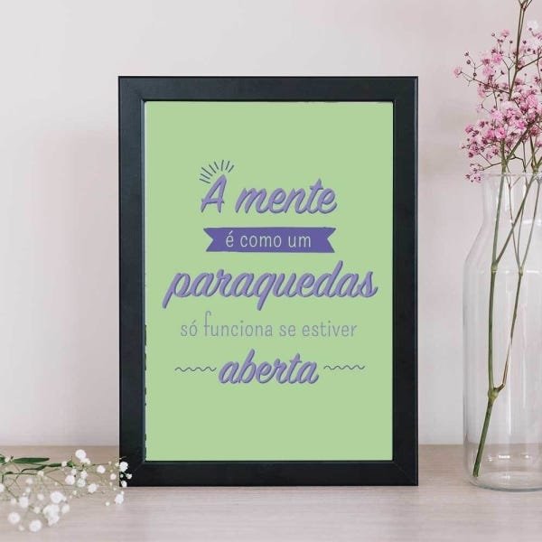 Quadro Decorativo - A mente é como um paraquedas, só funciona se estiver aberta:Branco - 1