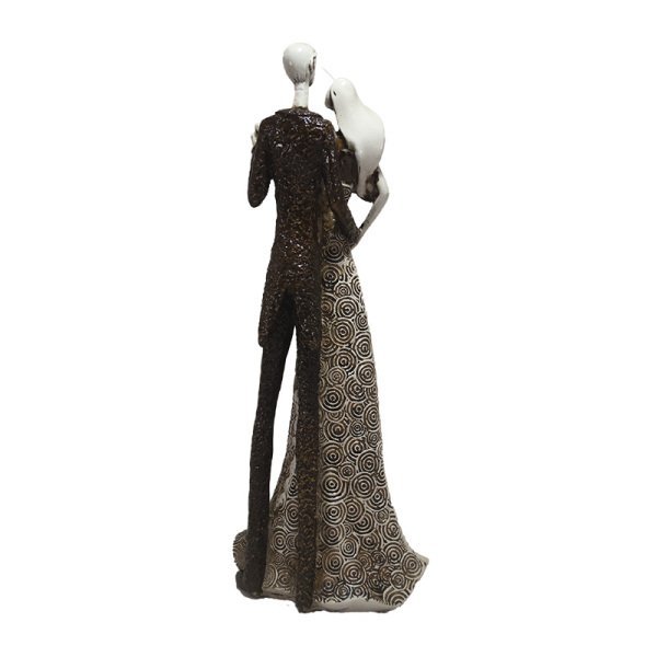 Estatueta Casal Namorado Apaixonado Veneza Branco Envelhecido Preto M - 2