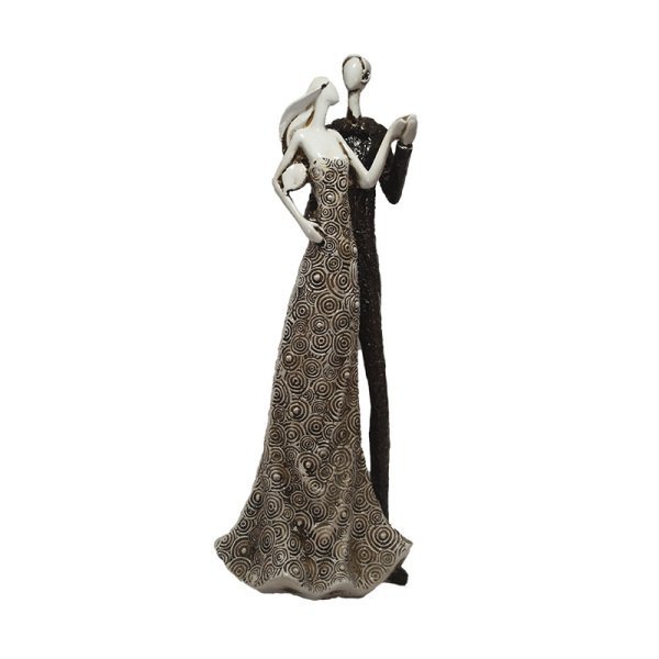 Estatueta Casal Namorado Apaixonado Veneza Branco Envelhecido Preto M - 1