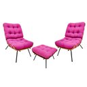 Ver imagem 1 de Kit 02 Poltronas e 01 Puff Costela Corino Pink