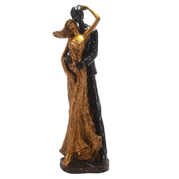 Estatueta Casal Namorado Apaixonado Veneza Dourado Envelhecido Preto G - 1