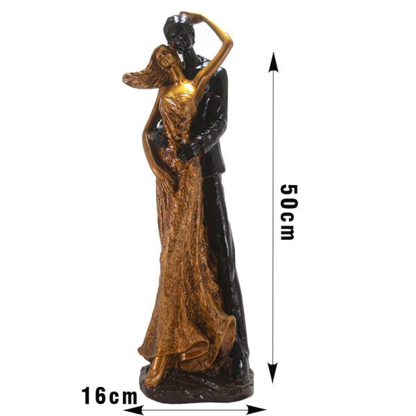 Estatueta Casal Namorado Apaixonado Veneza Dourado Envelhecido Preto G - 5
