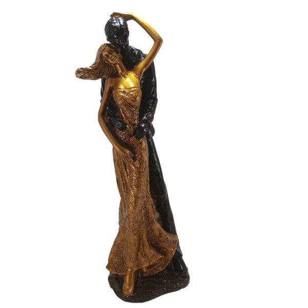 Estatueta Casal Namorado Apaixonado Veneza Dourado Envelhecido Preto G - 3