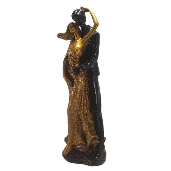 Estatueta Casal Namorado Apaixonado Veneza Dourado Envelhecido Preto G - 2