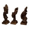 Trio Escultura Estátua Não Vejo, Não Falo, Não Ouço Marrom com Patina Dourada - 2