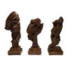 Trio Escultura Estátua Não Vejo, Não Falo, Não Ouço Marrom com Patina Dourada - 1