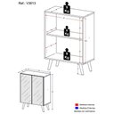 Ver imagem 5 de Aparador Buffet 3 Portas Com Espelho Retrô Vegas V1013 Branco/Preto Branco/Preto