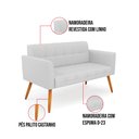 Ver imagem 5 de Kit 1 Sofá Namoradeira e 2 Poltronas Elisa Linho Cinza A05 Pés Palito Castanho - D’Rossi