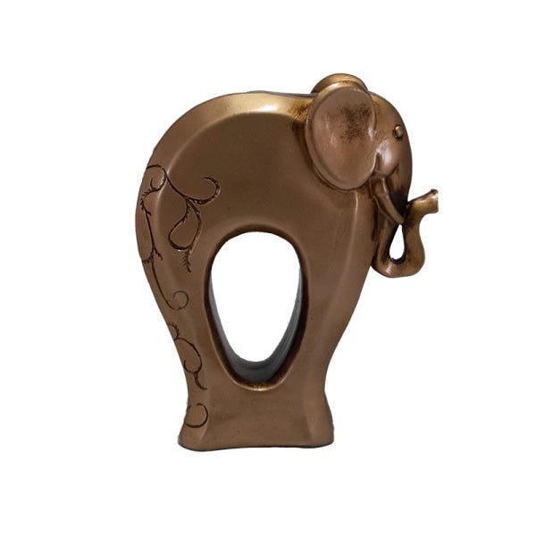 Estatueta Escultura Elefante Vazado Dourado Rose Envelhecido - 1