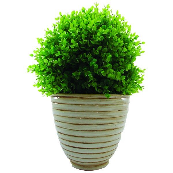 Vaso Cachepô de Cerâmica Colmeia Branco Envelhecido G - 1