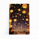 Ver imagem 1 de Noite Balões Gatos Arte Decorativo Quadro Canvas 120x80cm