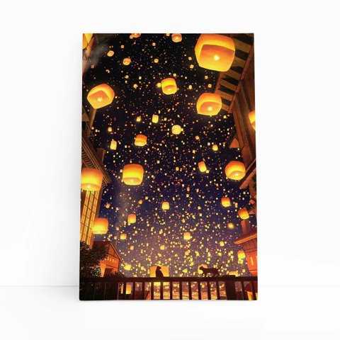 Noite Balões Gatos Arte Decorativo Quadro Canvas 120x80cm