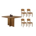 Ver imagem 1 de Conjunto: Mesa Sala Jantar Berlim Curvo 90cm + 4 Cadeiras Havana Naturale - Linho Capuccino - Rufato