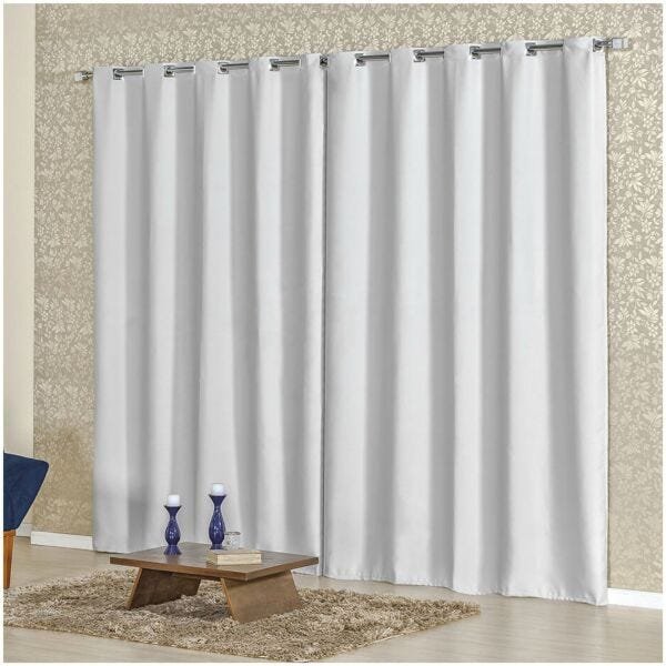 Cortina Corta Luz Blackout para Varão Simples 03 Metros - Branco - 1
