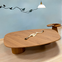 Ver imagem 2 de Mesa de Centro Frittella Orgânica 120x110cm + Lateral 51cm - Freijó
