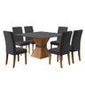 Conjunto de Mesa Sala de Jantar Mônaco com 6 Cadeiras Carvalho/Cinza Quadrada 1,36m Dobuê - 9