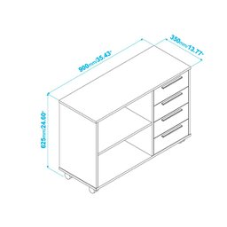 Balcão em MDP com 1 Prateleira 4 Gavetas e 4 Pés com Rodízio BRV Móveis - 3