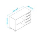 Ver imagem 3 de Balcão em MDP com 1 Prateleira 4 Gavetas e 4 Pés com Rodízio BRV Móveis