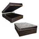 Ver imagem 1 de Cama Box Baú Casal Conforto Suede Marrom + Colchão Casal Conforto Espuma D33 Com EPS 16x138x188