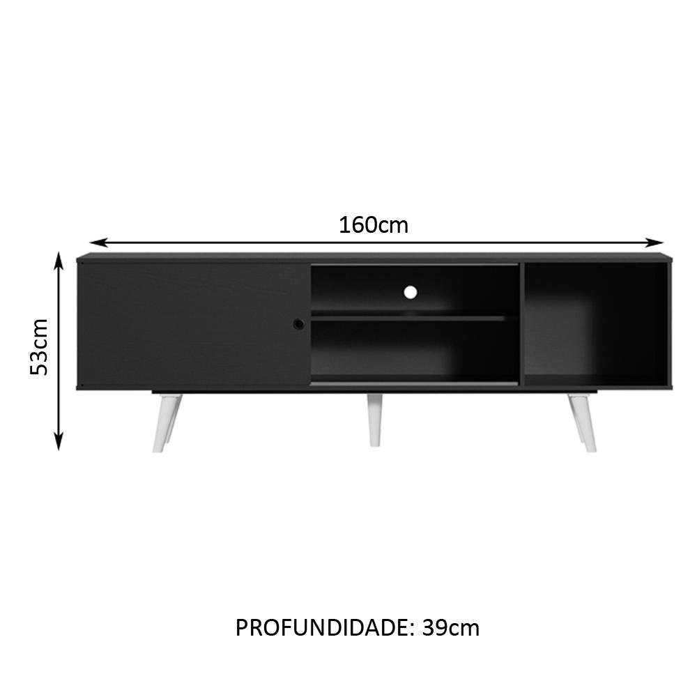 Rack Madesa Dubai para Tv até 65 Polegadas com Pés - Preto/branco - 4