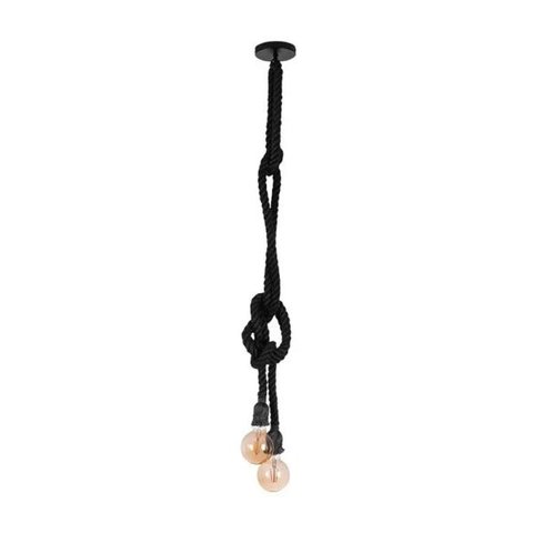 Pendente Lustre Luminária Rústico Corda 2 Lâmpadas 1,80m