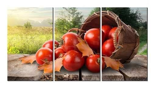 Quadro Decorativo Cesta De Vime Com Tomates Decoração - 1