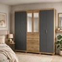 Ver imagem 7 de Guarda-Roupa Casal 2,6 m Doha Gold 6 Portas MDF c/ Espelho Moderno Quarto Organização Elegante