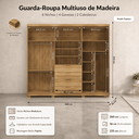 Ver imagem 4 de Guarda-Roupa Casal 2,6 m Doha Gold 6 Portas MDF c/ Espelho Moderno Quarto Organização Elegante