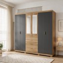 Ver imagem 6 de Guarda-Roupa Casal 2,6 m Doha Gold 6 Portas MDF c/ Espelho Moderno Quarto Organização Elegante