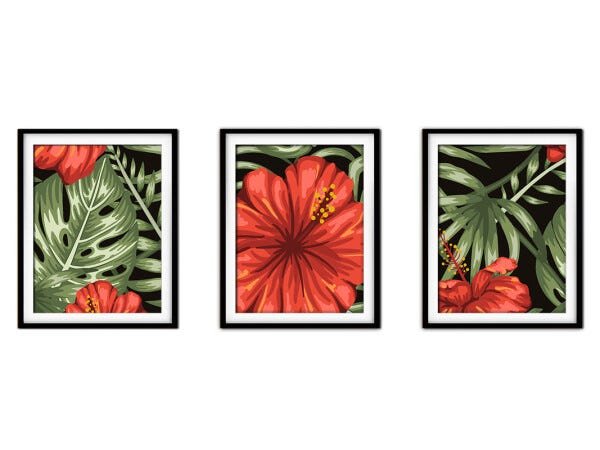 Quadro decor délicat preto 30x66 folhas tropicais mod 179 - 1