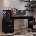 Ver imagem 1 de Escrivaninha Mesa Gamer com Gaveteiro 3 Gavetas 54 x 178cm Flex Preta DRX5000
