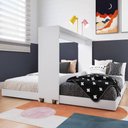 Ver imagem 1 de Cama Dupla Articulável Horizontal Branca Solteiro Mdp Decoração Phoenix Art In Móveis