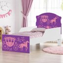 Ver imagem 1 de Cama Infantil Carruagem de Princesa com Colchão Mini Cama MDF Branco Cambel Móveis