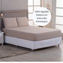 Ver imagem 3 de Jogo Lençol Solteiro 100% Algodão Malha Penteada:bege