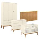 Ver imagem 1 de Quarto de Bebê Unique 3 Portas com Cômoda Sapateira e Painel Farm com Led Off White Eco Wood - Matic