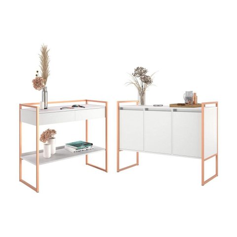 Conjunto Decorativo Aparador e Buffet 3 Portas Industrial