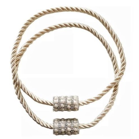 Prendedor Abraçadeira Pingente Cortina Com Imã Strass Luxo  - Perola