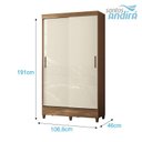 Ver imagem 3 de Guarda Roupa Solteiro 2 Portas de Correr com Pés Fit Jequitibá Off Acetinado - Santos Andirá