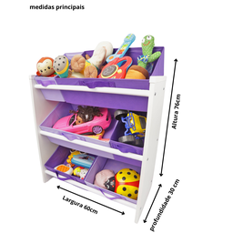 Organizador de Brinquedos Infantil Médio Cor:violeta e Lilas - 5