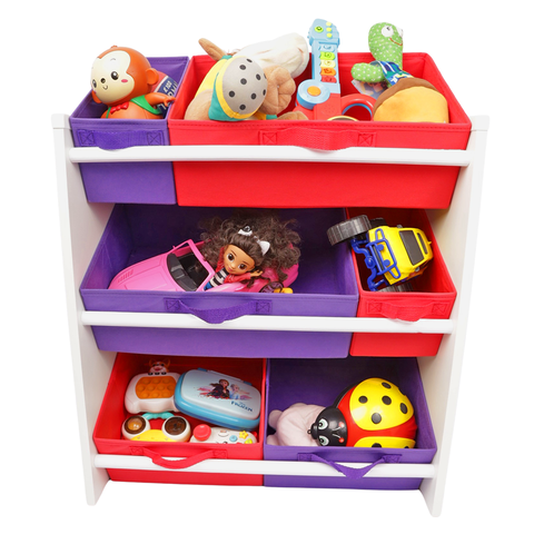Organizador de Brinquedos Infantil Médio Cor:Vermelho e Violeta